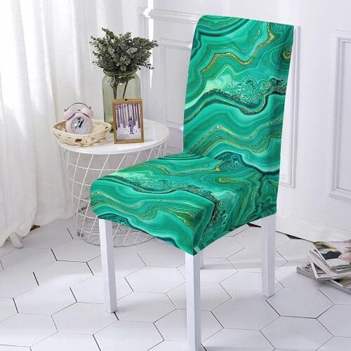 Geometry Spandex Chair Slipcover Printed Stretch Elastic Marble Chair Cover for Dining Room Office Wedding Banquet Party 1/2/4/6