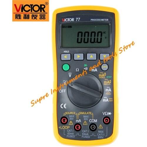 Victor VC77 Process Calibrator Analog Output 0-20mA Simulate Transmitter 0 to -20mA Loop Supply 24V Digital Multimeter DMM
