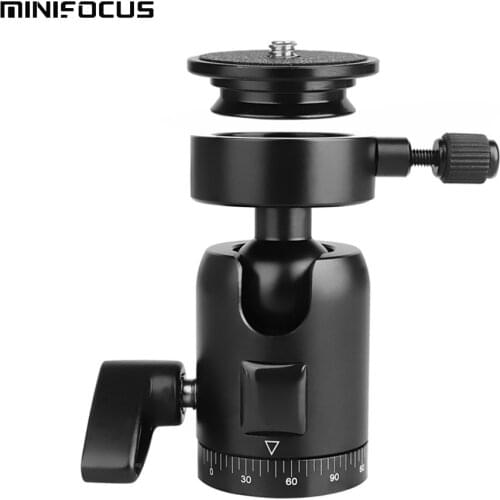 QA-01 360-degree Rotating Heavy Duty Aluminum Tripod Ball Head Ballhead with 1/4" Round Quick Release Plate for Tripods Monopods