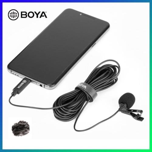 BOYA BY-M3 Lavalier Microphone Omnidirectional Digital 6 Meter Lapel Video Mic for Huawei xiaomi Android USB Type-C Smartphone