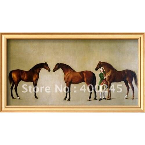 High Quality Horse oil painting on canvas Whistlejacket and Two Stallion with Simon Cobb Groomby George Stubbs 100%handmade