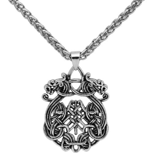 Viking Dragon Scandinavian Necklace For Men Nordic jewlery with valknut gift bag