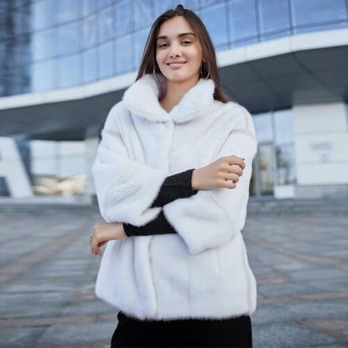 Winter Fashion Natural Mink Fur Coats for Women 2021 New Trendy Whole Skin Genuine Mink Fur Jacket Lapel Collar Luxury Overcoats