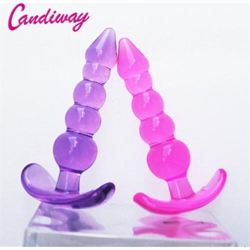 Candiway Soft Silicone Vagina Orgasm Prostate Massager Anal Beads Butt Plug Adult Sex Toys For Woman Men 1PC