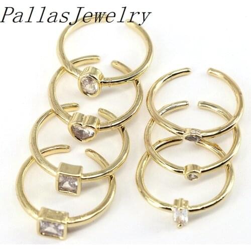 10Pcs Geometric Crystal Zircon rings clear color Cz rings accessories jewelrys rings women lady party ring