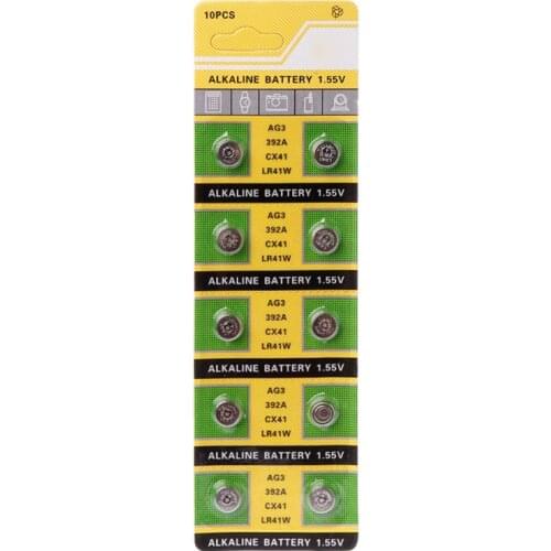 10PCS Cell Coin Alkaline Battery AG3 1.55V Button Batteries SR41 192 L736 384 SR41SW CX41 LR41 392 Lamp Chain Finger Light Watch
