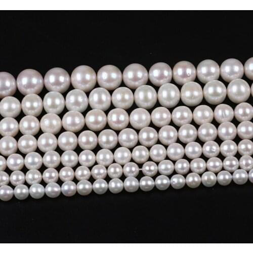 100% Real Fine Cultured Freshwater Edison Pearl Strand Round Shape Pearl Beads For Jewelry Making