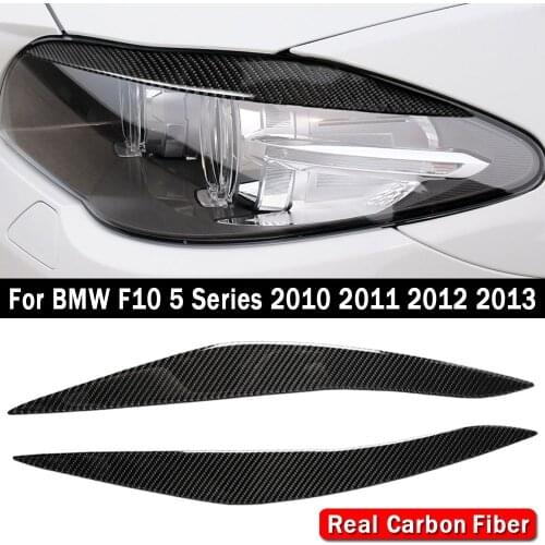 2Pcs Real Carbon Fiber Car Headlight Eyebrows Decoration Stickers Automobile Car Accessories For BMW F10 5 Series 2010-2013