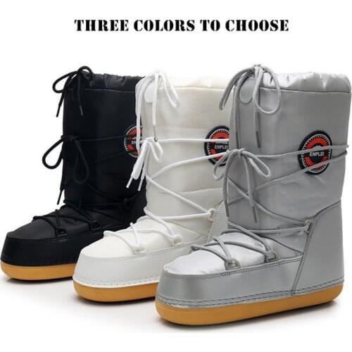 2019 Winter Snow Boots Women Mid-Calf Lace-up Cotton Warm Waterproof Non-Slip Platform Booties Female Shoes Plus Size 42