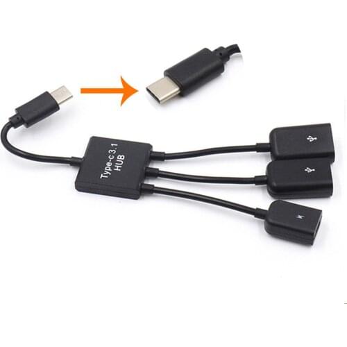 3 in 1 Type-C OTG Data Cable USB 2.0 Micro Adapter OTG Hub Cable for PUBG Game for Computer Tablet PC Plug & Play