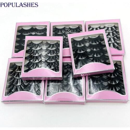 5D 25mm Mink Lashes Wholesale Mixed with Packaging 5 Pairs Mink Hair Soft Thick Fluffy False Eyelashes in bulk Makeup