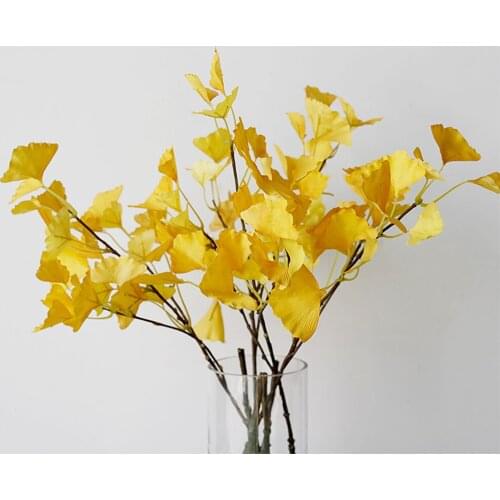 72cm New Artificial Plant Maple Leaf Faux Ginkgo Leaf Fake Plants Tree Branch Leafs Wedding DIY Home Office Hotel Party Decor