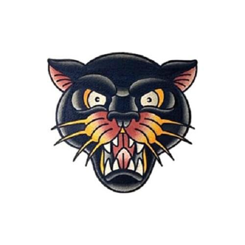 90MM×80MM tattoo stickers waterproof men, long-lasting roaring leopard retro street