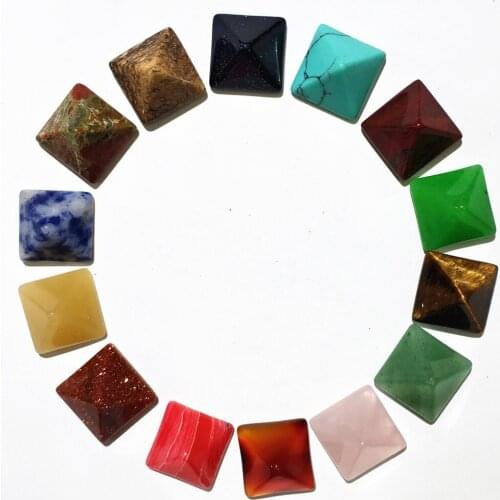 8mm Jades accessories ja de ring face agates ring turquoises jewelry pyramid chalcedony accessories wholesale 20pcs