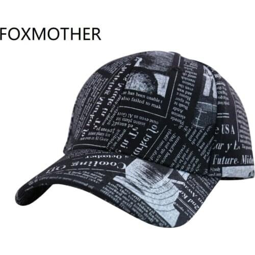 FOXMOTHER New Fashion Casquette Black White Letter Newspaper Baseball Caps Women Gorras