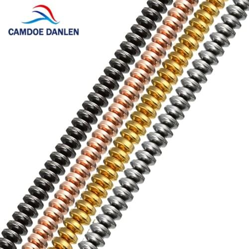 CAMDOE DANLEN Natural Stone Hematite Beads 3*6mm Rose Gold Black Loose Spacer Rondelles Diy Beads For Jewelry Making Accessories