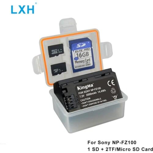 LXH Camera Battery Case Waterproof SD TF MSD Memory Card Storage Box For Sony NP-FZ100 Battery A9/A7R III/A7 III/ILCE-9 Cameras