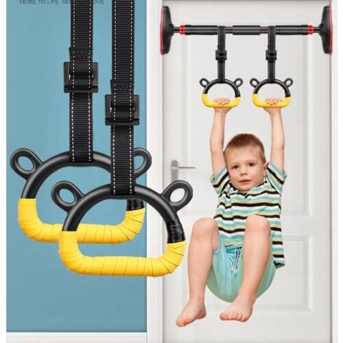 Kids Gymnastics Rings with Heavy Duty Adjustable Straps Hand Tapes for Fitness Pull-Ups Cross Strength Training Gym Equipment