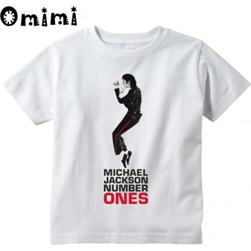 Boys/Girls Michael Jackson Rock N Roll Star Bad Design T-Shirts Music Childrens White Short Tops Kids Rock T Shirt, ooo5145