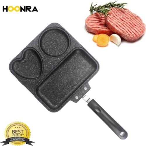 HOONRA 3-in-1 Breakfast Pot Pan Non-stick Egg Pancake Steak Frying Pot Aluminum Alloy Frying Pans Breakfast Maker Cooking Tools