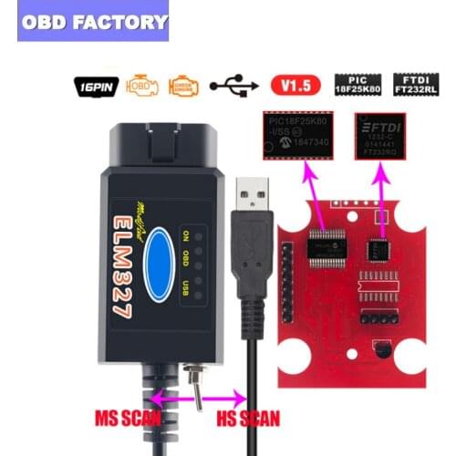 HS CAN and MS CAN Super Mini ELM327 V1.5 Bluetooth ELM327 FOR SCAN USB ELM327 USB FTDI With Switch Code Scanner
