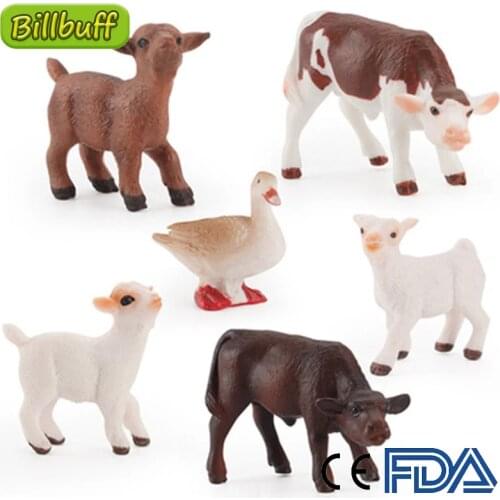 Simulation Cub Poultry Animals Simulation Figure Cow Sheep Duck Goose Educational Toy for Childrens Toy Figure Collection Gifts