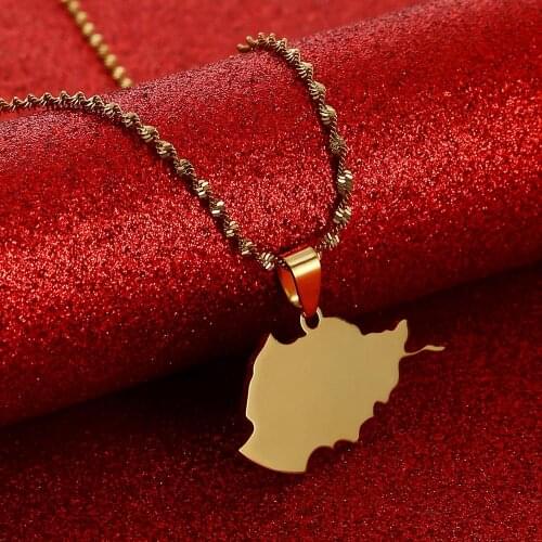 Afghanistan Map Pendant Necklaces for Women Gold Color Silver Color Maps Jewelry Gift