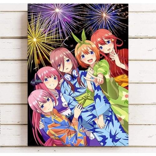 Quintessential Quintuplets ^ Nakano Ichika Miku Yotsuba Canvas Painting Retro Anime Posters Wall Art Picture Home Decor