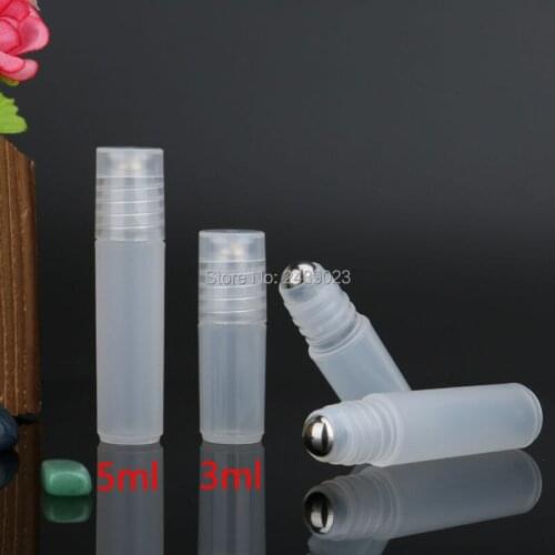 Mini 3ml 5ml Roll on Plastic Bottle for Essential Oil Empty Aromatherapy Perfume Bottles Refillable Metal Ball 20pcs/lot