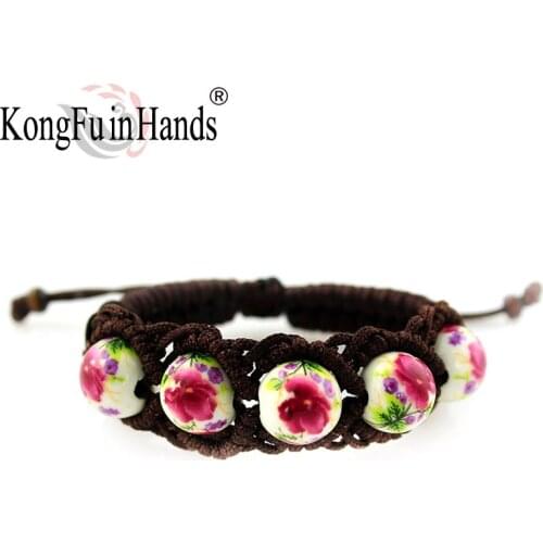Multicolor Knit ceramic beads classic Charm Leather Bracelet Bangle classic handcraft spring gift pulseras women bracelet