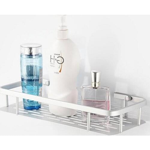 NoEnName_Null 1 Tier Wall Mounted Bathroom Shelf Shower Rack Shampoo Soap Holder Hanger Dropshipping