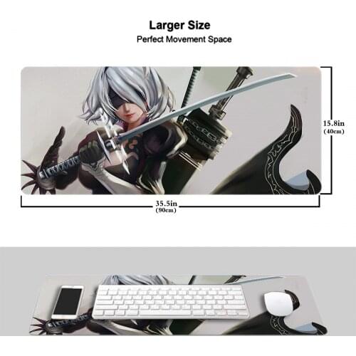 Custom Anime NieR: Automata Large Mouse Pad Black Precision Lock Edge Computer Table Mat Speed Non-Slip for Dota Csgo Gamer