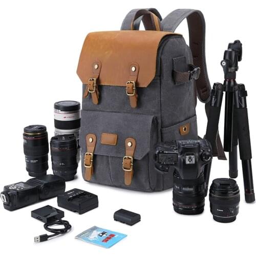 M471 Luxury Men Camera Backpack Usb Large Camera Bag Waterproof Waxed Canvas Rucksack Outdoor Professional Knapsack For Camera