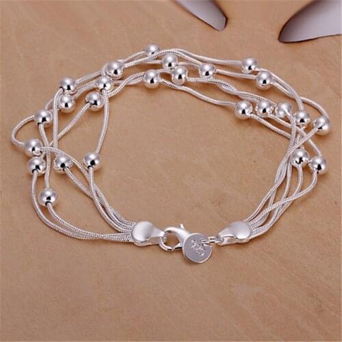 Silver color five-wire bead bracelets new listings high quality fashion jewelry Christmas gifts