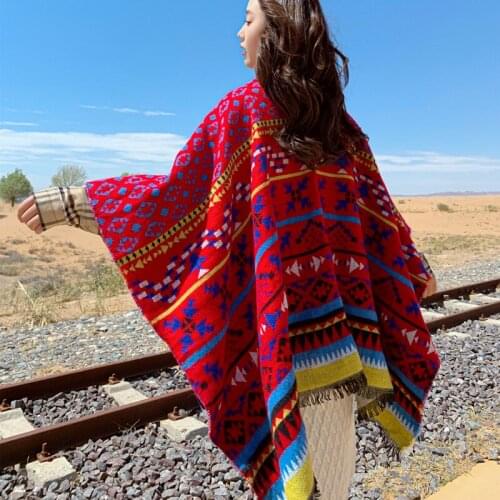 2020 New Korean Fashion Womens All-match Shawl Autumn Winter Cashmere Scarf pashmina Thickened Dual-Use Cloak Coat