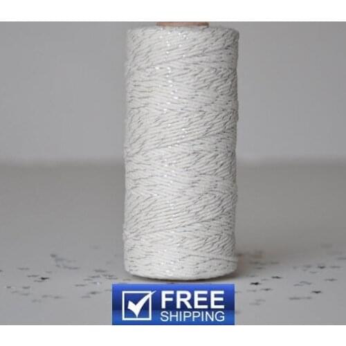 5 Spools (110 yard/spool) Party Craft Bulk White and Metallic Silver Bakers Twine-Gift Wrap Craft DIY-Rope Cords Cotton String