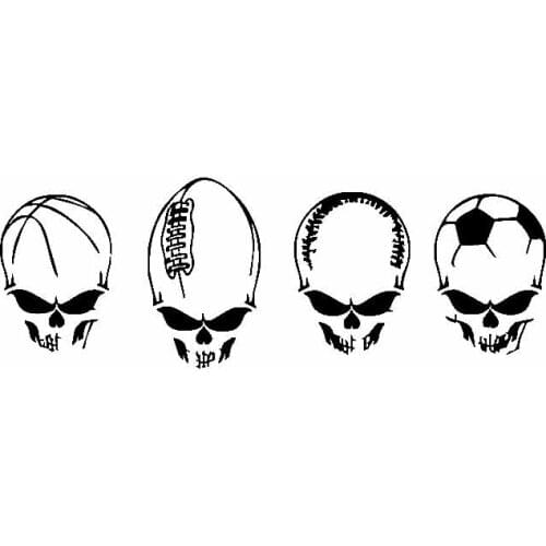 Skeleton Skull Sports Football Decals High Quality Car Decoration Personality Pvc Waterproof Decals Black/white, 18cm*6cm