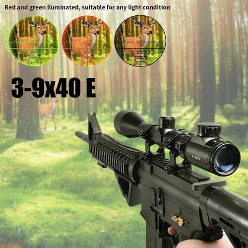 3-9X40EG Tactical Rifle Scope Red&Green Dot Illuminated Reticle Optics Hunting Gun Scope Collimator Sight With Free Lens Cover
