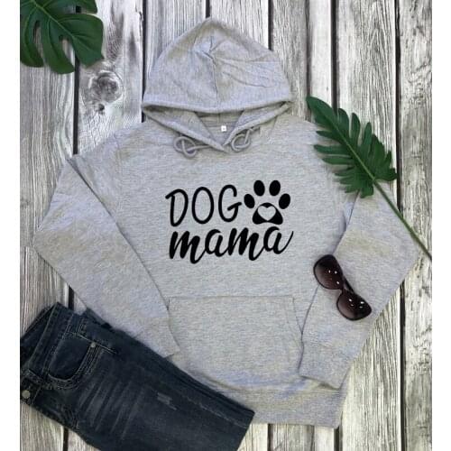 Cute Dog Mama Paw Print 100%Cotton Hoodies 90s Grunge Graphic Jumper Pullover Funny Dog Mom Gift Hooded Sweatshirt Drop Shipping