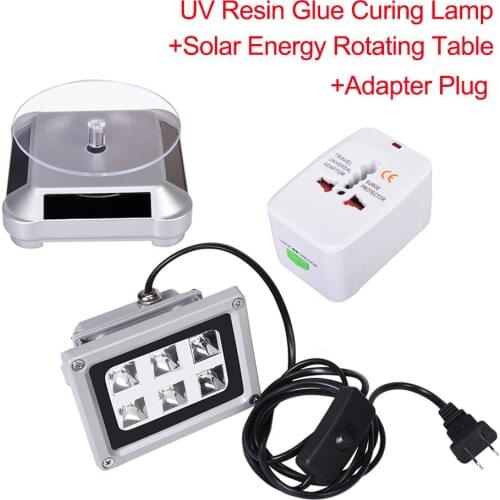 UV LED Resin Curing Light+Standard Holder Solar Power Turntable+Adapter For SLA DLP 3D Printer Photosensitive 3D Printer Parts