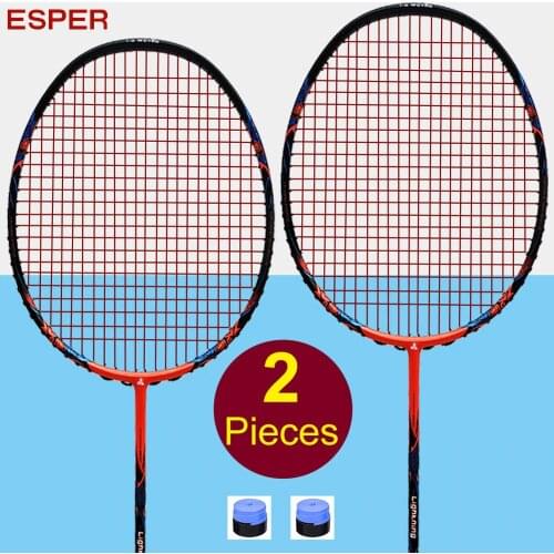 ESPER High Quality Badminton Racket Set of 2 Lightweight Carbon Fiber Racquet with String Grip for Adult Training Beginner