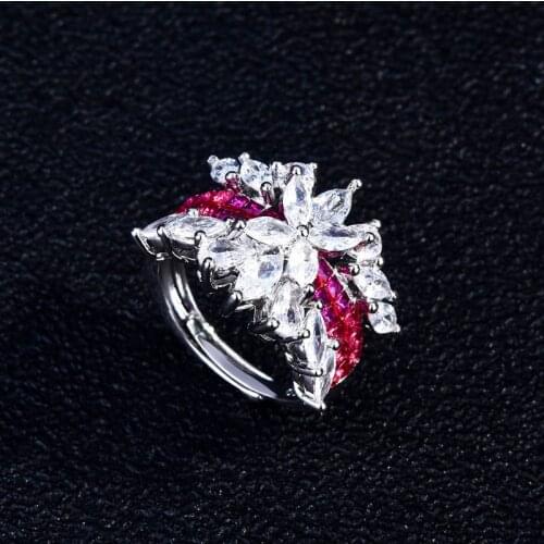 High Grade Jewelry Fashion Flower Inlay Multi Layer Zircon Adjustable Size Rings Womens Wedding Engagement Dainty Ornaments