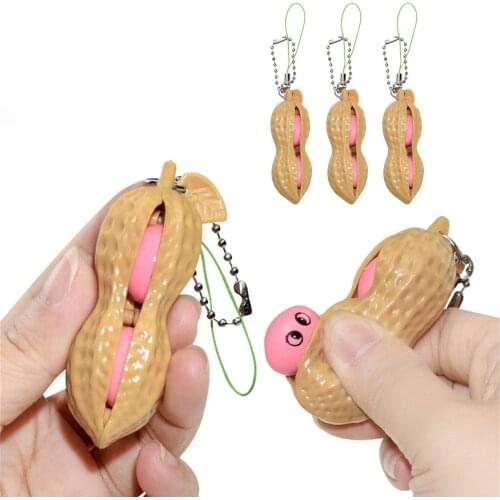 100pcs/lot Infinite Peanut Edamame Fidget Toys Peas Beans Keychain Figet Squishy Decompression Squeeze Antistress Stress