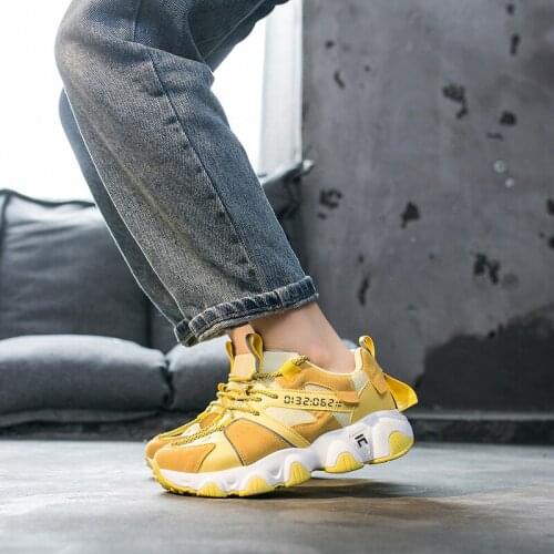 2020 Women Chunky Sneakers White PU Leather Trainers Comfortable Fashion Female Platform Casual Shoes non-slip Woman U21-35