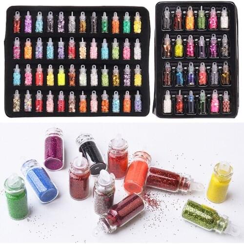 24/48Bottles/Set Nail Art Sequins Glitter Powder Manicure Decoral Tips Polish Nail Stickers Mixed Design Case Set Nail Art Tool