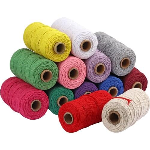 3mm Color Cotton Cords DIY Tapestry Hand-woven Cotton Rope Carpet Weaving Material Bundled Decorative String Photo Thread Line