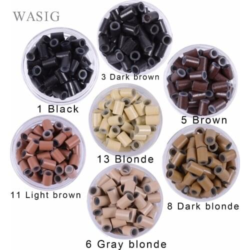 500 Pcs /Bag 4.5MM Lined Silicone Copper Tubes Microlink Loop Rings Hair Beads for Human Hair Extensions Braids Tools