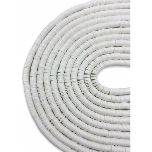 6mm White Color Polymer Clay Fimo Bead String, 40cm Dough Beads Fimo Series