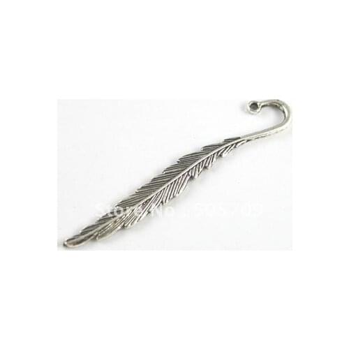 90PCS Tibetan silver slender leaf bookmark A15673