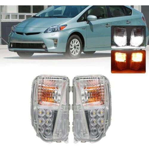 Car LED Front Bumper Fog Lights Driving Light Daytime Running Light Foglamp Assembly for Toyota Prius ZVW30 2012-2015